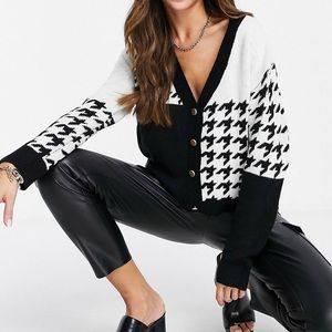 Cropped houndstooth cardigan
